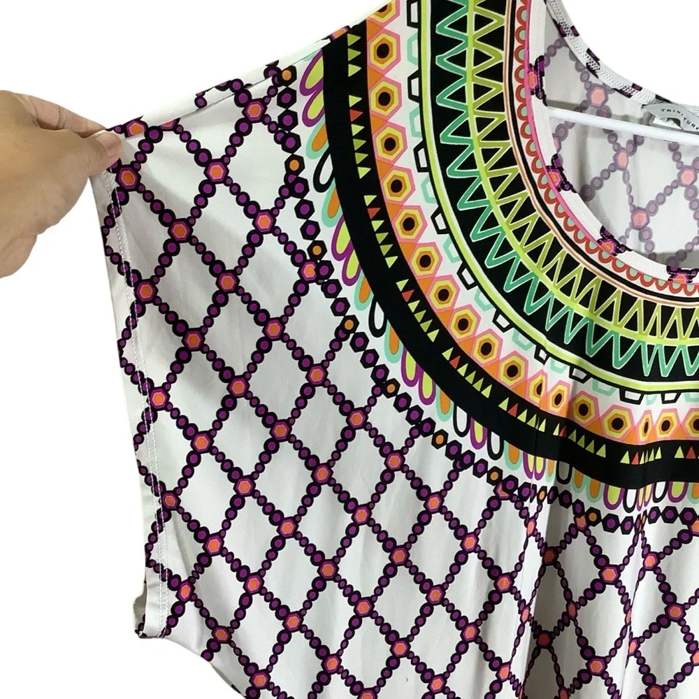 Trina Turk Kon Tiki Colorful Tunic Swim Coverup with Ornate Neckline